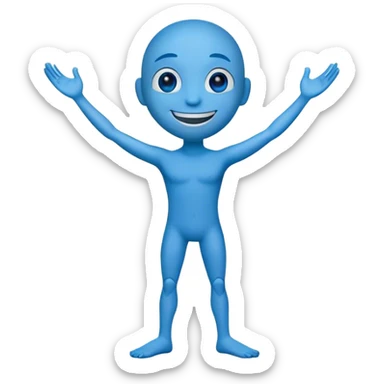 a blue pill with arms legs and a smiling face, named pilly s scripts sticker