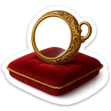 a monocle on a velvet cushion, luxurious, ornate design sticker
