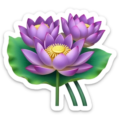 bouquet Purple Lotus,stem, Lotus leaf sticker