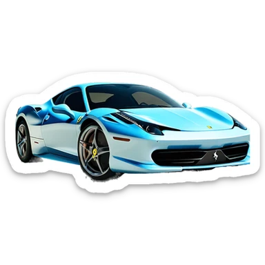 Blue Ferrari 458 with front mounted machine guns sticker