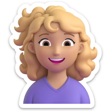 girl cruise director with curly dirty blonde hair in a ponytail, very happy sticker