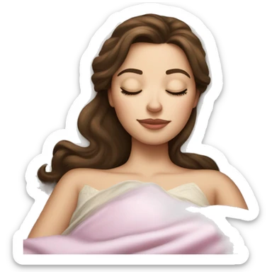 sleeping beauty brunette white girl with a silk pillow sticker