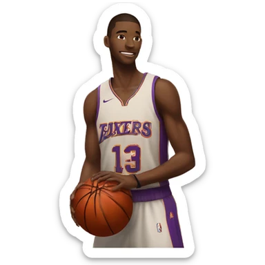 basketball player with sun behind sticker