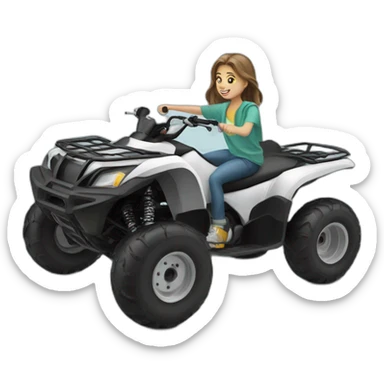 White teenager riding quad bike sticker