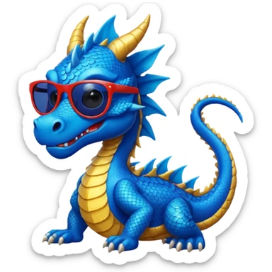 blue dragon wearing sunglasses sticker
