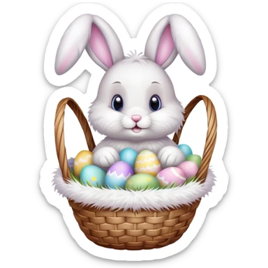 Easter bunny with colorful eggs sticker