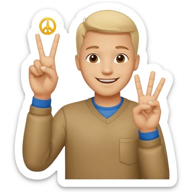memoji face iphone: men, a solo hiker with happy face and a piece handsign sticker