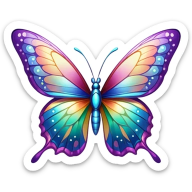 Iridescent butterfly with colorful shimmering wings sticker