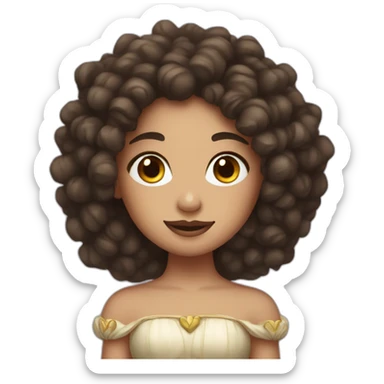 Potato princess with dark curly hair and fair skin sticker