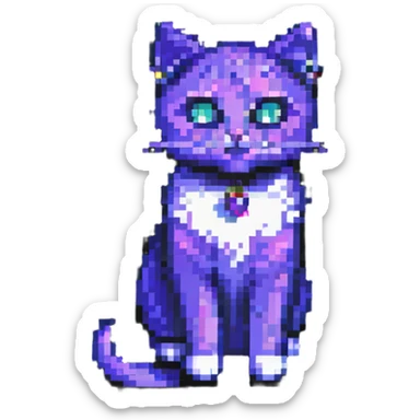 gem cat in pixel art style sticker