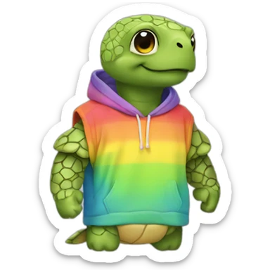 turtle in a rainbow hoodie groovy sticker
