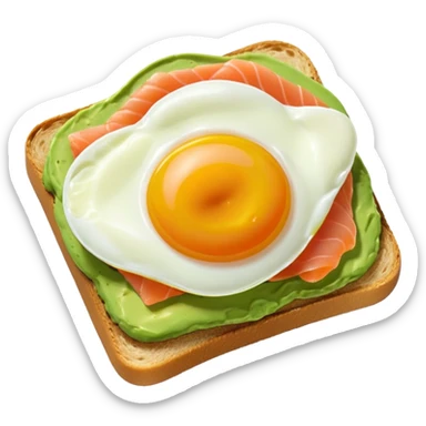 avocado toast with salmon and eggs, under green cream  sticker