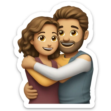 couple hug with warm smiles sticker
