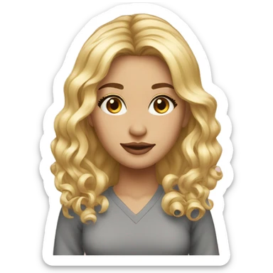 blond-midi lenght hair full mody sticker