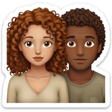 Chico moreno novia de chica pelo rizada blanca y pecosa sticker