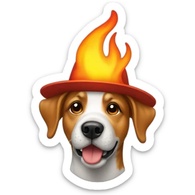 dog-with-hat-in-flames sticker