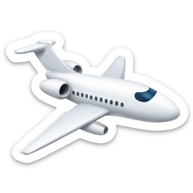White rounded jet plane sticker