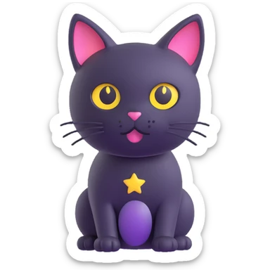 starry-eyed cat, 3d emoji style sticker