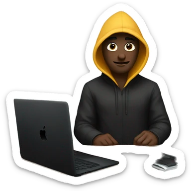 A hacker with black macbook sticker