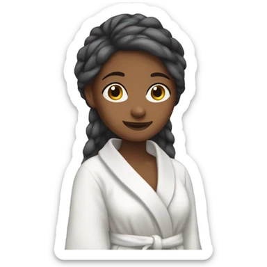 girl wearing bath robe washing her hair sticker