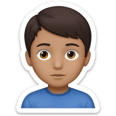 Dark brown hair, make the boy mixed race and is a boy sticker