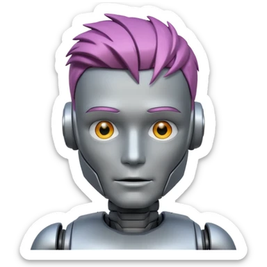 male robot with different color hair like 3rd picture, sticker