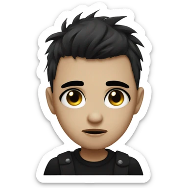 emo kid who looks depressed and has black eye makeup sticker