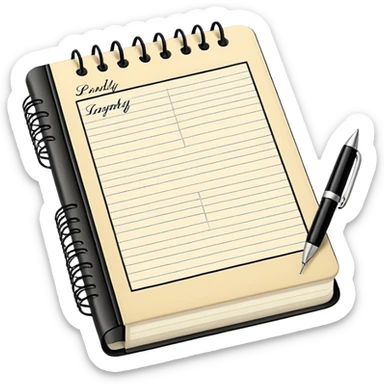 daily planner agenda cream leather with open page and pen sticker