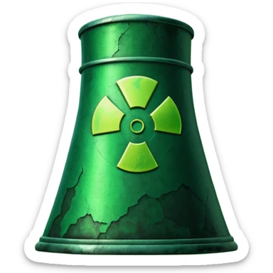 nuclear power plant with a green radioactive glow, realistic, option 5 sticker