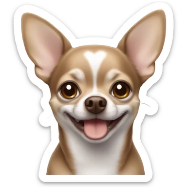 brown grey chihuahua smiling  sticker