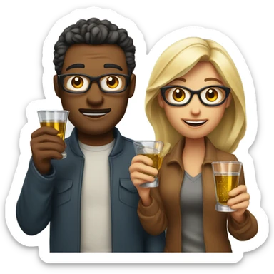 man and woman taking a shot sticker