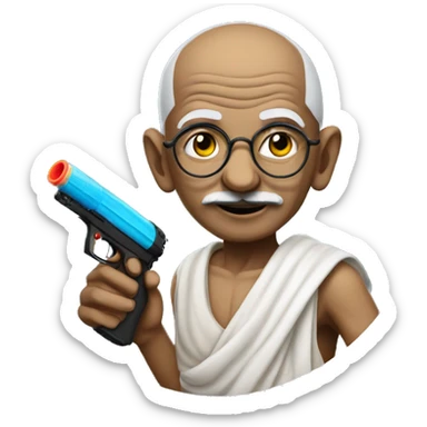 gandhi with a watergun sticker
