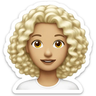 femme blanche cheveux blond foncé très bouclés sticker