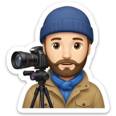 bearded fotographer with winter clothes sticker