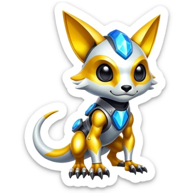 Shiny Epic Edgy Cute Colorful Vibrant Modern Vernid-Protogen-creature-animal, full body sticker