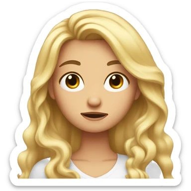 Woman with blond long hair, hand held under her chin, rolling her eyes impatiently  sticker