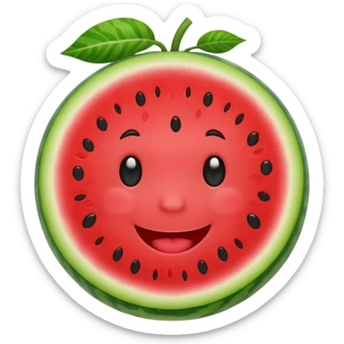 watermelon with a cute face sticker