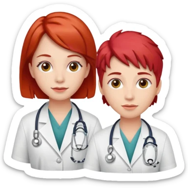 doctors wirh red hairclips sticker