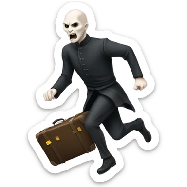 Lord Voldemort running with a suitcase sticker