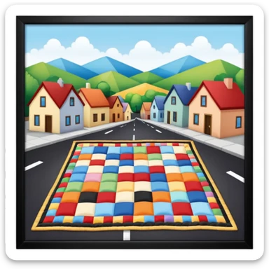 A Block saying "wifi" lying on a street in a quilt village sticker