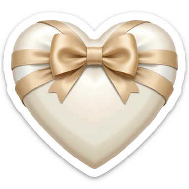 white heart with beige bow at the bottom sticker