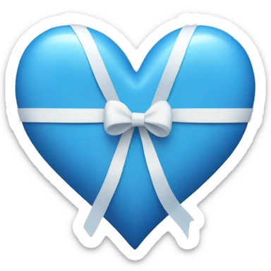 blue heart with white ribbon sticker