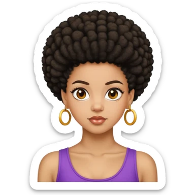 Light skin black girl with high Afro puff sticker