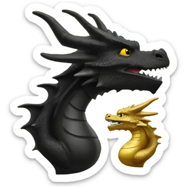 One black dragon and one gold dragon sticker