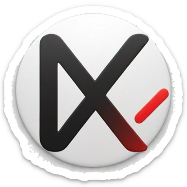 A full black colour round circle, in it a letter 's' in white colour and a latter 'x' in red colour in English language  sticker