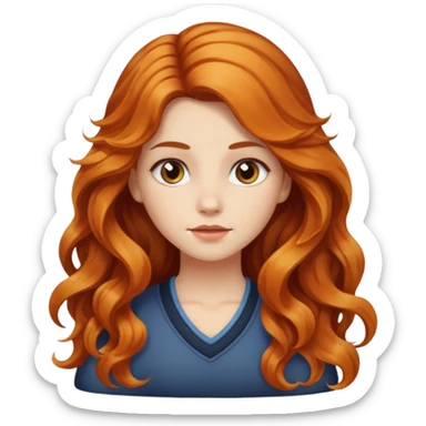 girl with long wavy calico hair sticker