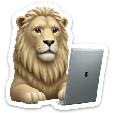 löwe sitzt am computer sticker