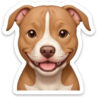light brown american pitbull terrier, smiling, without white spot sticker