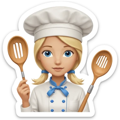 Sexy Long Blonde hair blue eyed female chef sticker