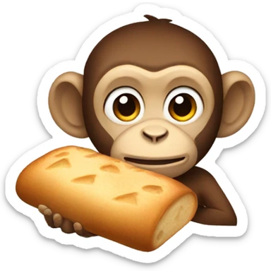 Monkey holding roti bread sticker